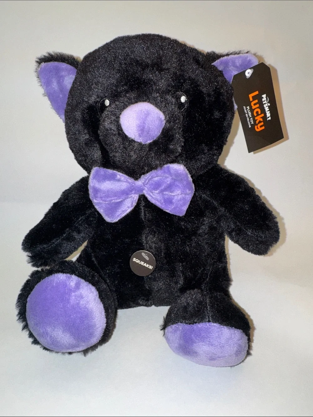 Petsmart Halloween Bear Black & Purple Plush Squeaker Dog Toy